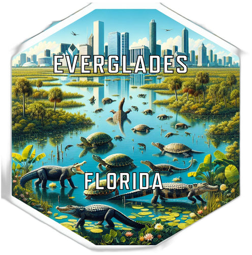 Everglades Florida Souvenir Travel Destination Die Cut Hexagon Fridge Magnet 2-Inch