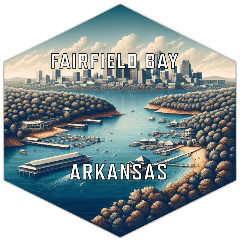 Fairfield Bay Arkansas Souvenir Travel Destination Die Cut Hexagon Fridge Magnet 2-Inch