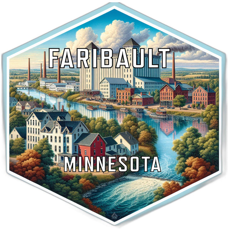 Faribault Minnesota Souvenir Travel Destination Die Cut Hexagon Fridge Magnet 2-Inch
