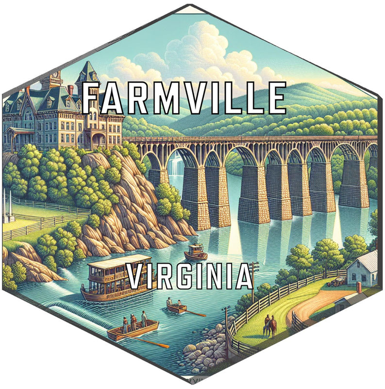 Farmville Virginia Souvenir Travel Destination Die Cut Hexagon Fridge Magnet 2-Inch