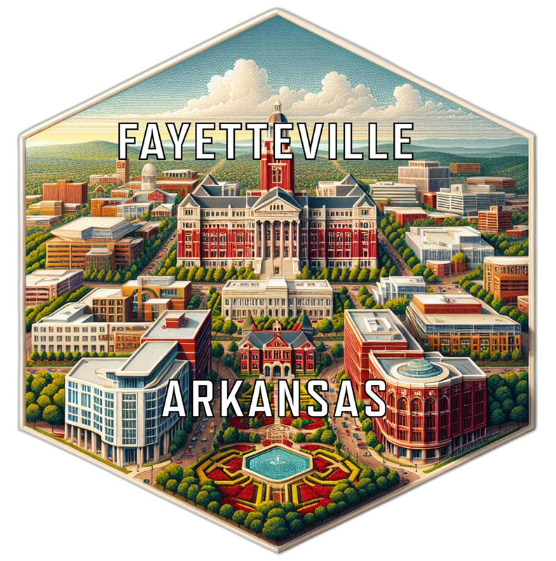 Fayetteville Arkansas Souvenir Travel Destination Die Cut Hexagon Fridge Magnet 6-Inch