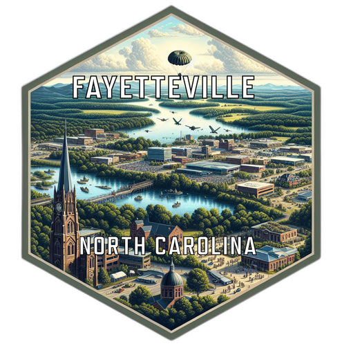 Fayetteville North Carolina Souvenir Travel Destination Die Cut Hexagon Fridge Magnet 2-Inch