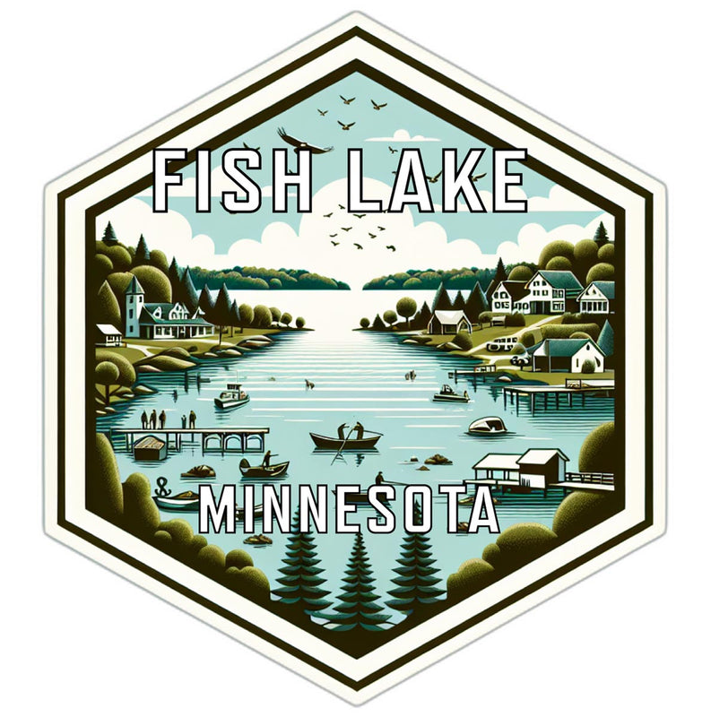 Fish Lake Minnesota Souvenir Travel Destination Die Cut Hexagon Fridge Magnet 2-Inch