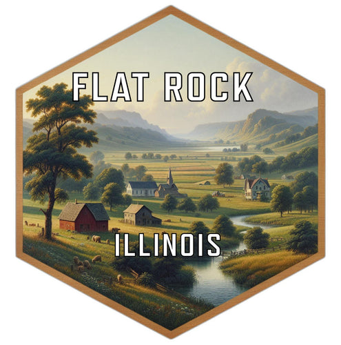 Flat Rock Illinois Souvenir Travel Destination Die Cut Hexagon Fridge Magnet 2-Inch