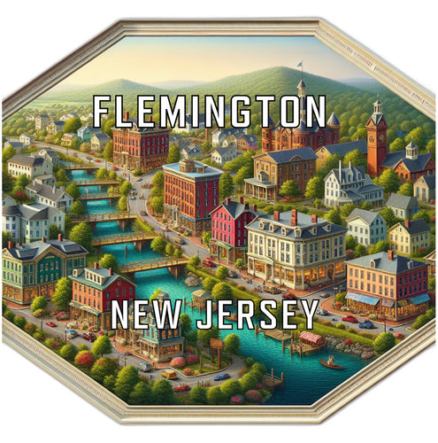 Flemington New Jersey Souvenir Travel Destination Die Cut Hexagon Fridge Magnet 2-Inch