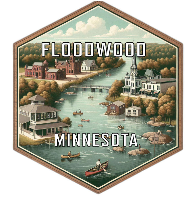 Floodwood Minnesota Souvenir Travel Destination Die Cut Hexagon Fridge Magnet 2-Inch