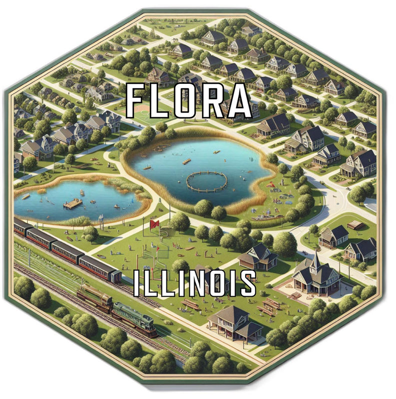 Flora Illinois Souvenir Travel Destination Die Cut Hexagon Fridge Magnet 6-Inch