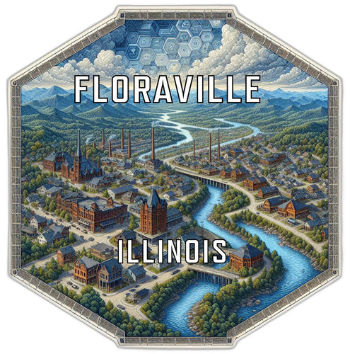 Floraville Illinois Travel Destination Souvenir Vinyl Decal Sticker 2-Inch