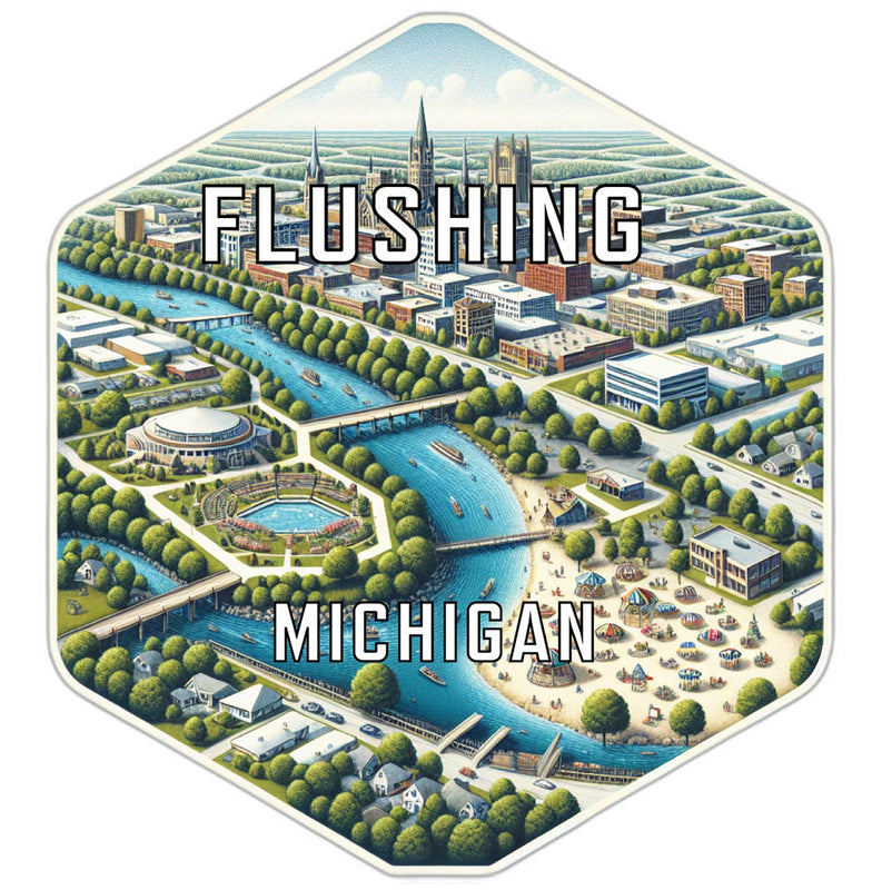 Flushing Michigan Souvenir Travel Destination Die Cut Hexagon Fridge Magnet 2-Inch
