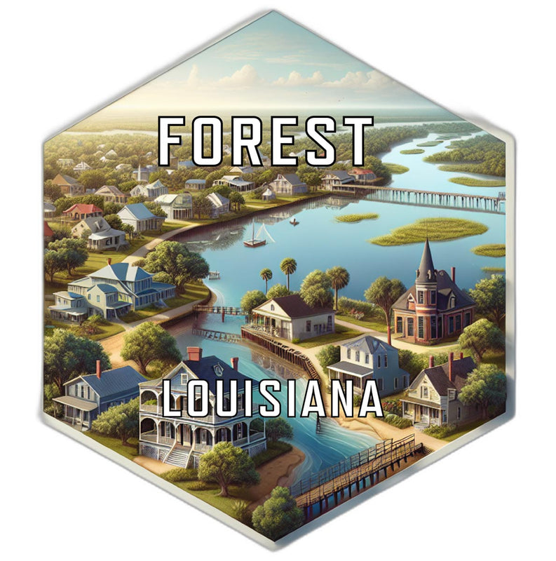 Forest Louisiana Souvenir Travel Destination Die Cut Hexagon Fridge Magnet 2-Inch