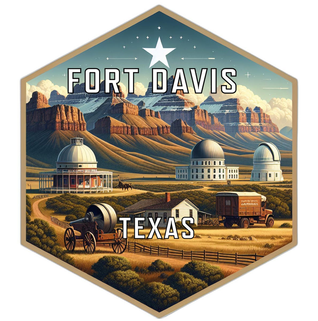 Fort Davis Texas Souvenir Travel Destination Die Cut Hexagon Fridge Magnet 6-Inch