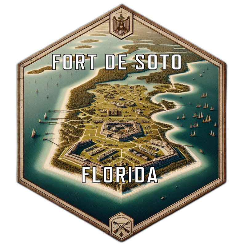 Fort De Soto Florida Souvenir Travel Destination Die Cut Hexagon Fridge Magnet 2-Inch
