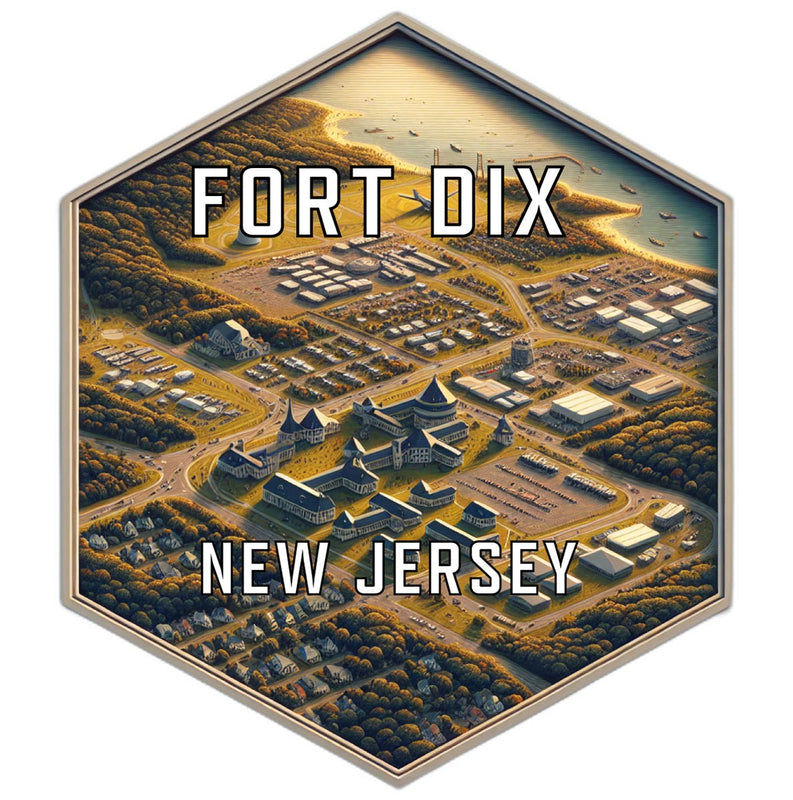 Fort Dix New Jersey Souvenir Travel Destination Die Cut Hexagon Fridge Magnet 2-Inch