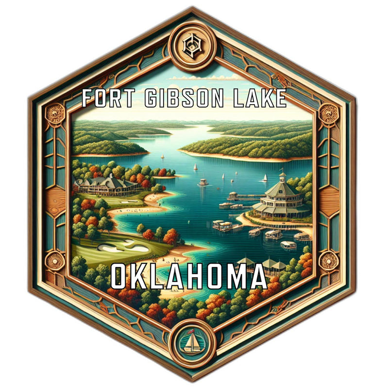 Fort Gibson Lake Oklahoma Souvenir Travel Destination Die Cut Hexagon Fridge Magnet 6-Inch