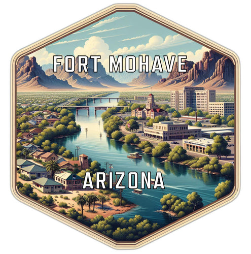 Fort Mohave Arizona Souvenir Travel Destination Die Cut Hexagon Fridge Magnet 2-Inch