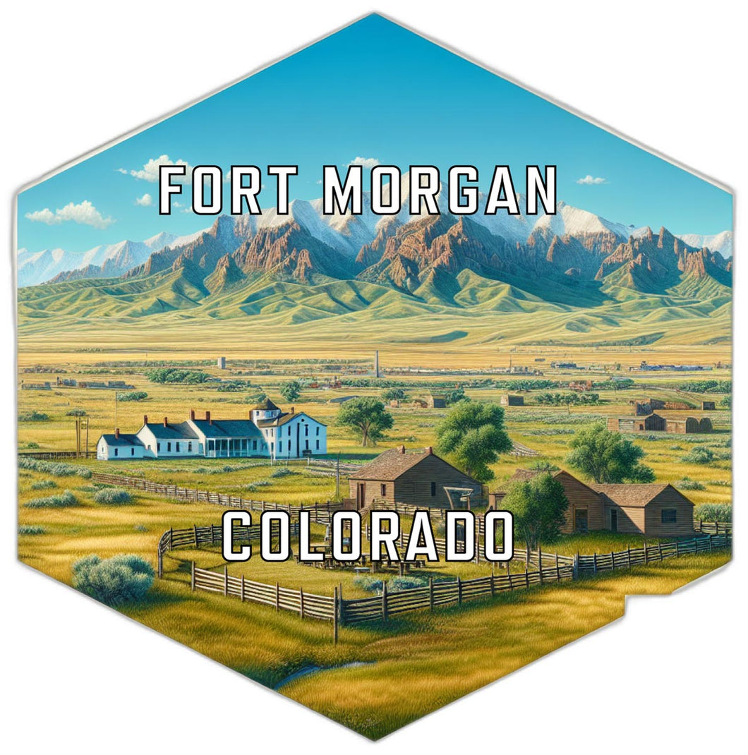 Fort Morgan Colorado Souvenir Travel Destination Die Cut Hexagon Fridge Magnet 2-Inch