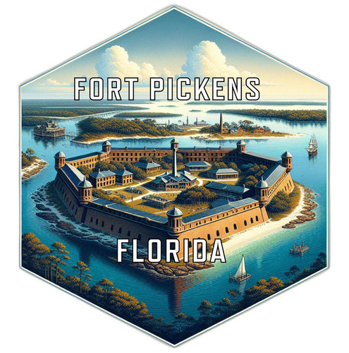 Fort Pickens Florida Souvenir Travel Destination Die Cut Hexagon Fridge Magnet 2-Inch
