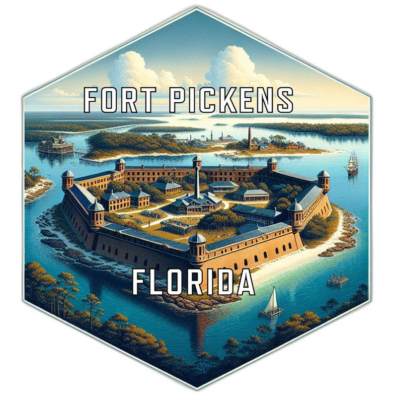 Fort Pickens Florida Souvenir Travel Destination Die Cut Hexagon Fridge Magnet 2-Inch