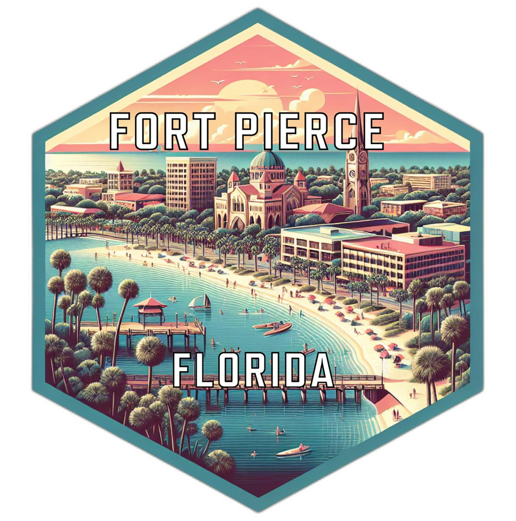 Fort Pierce Florida Souvenir Travel Destination Die Cut Hexagon Fridge Magnet 2-Inch