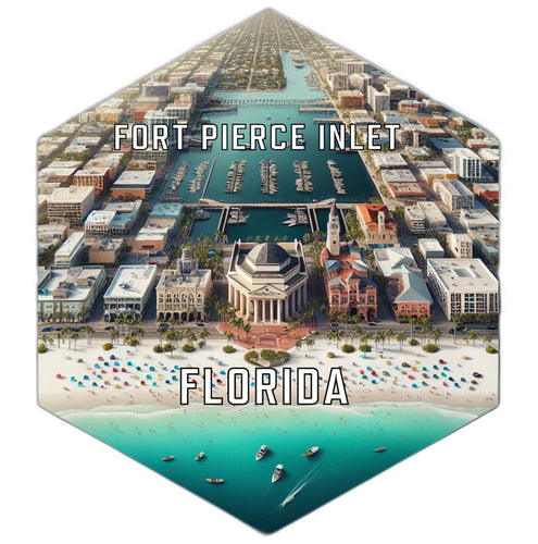 Fort Pierce Inlet Florida Souvenir Travel Destination Die Cut Hexagon Fridge Magnet 6-Inch