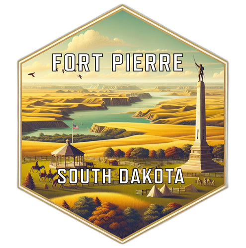 Fort Pierre South Dakota Souvenir Travel Destination Die Cut Hexagon Fridge Magnet 2-Inch