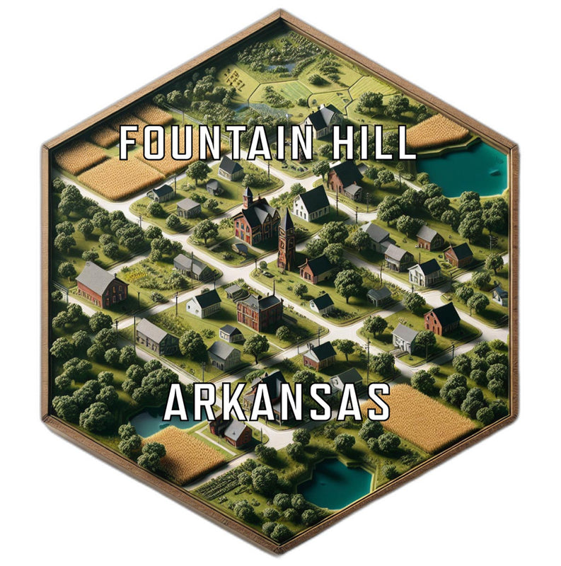 Fountain Hill Arkansas Souvenir Travel Destination Die Cut Hexagon Fridge Magnet 6-Inch