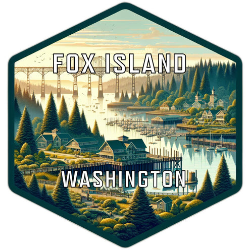 Fox Island Washington Souvenir Travel Destination Die Cut Hexagon Fridge Magnet 2-Inch