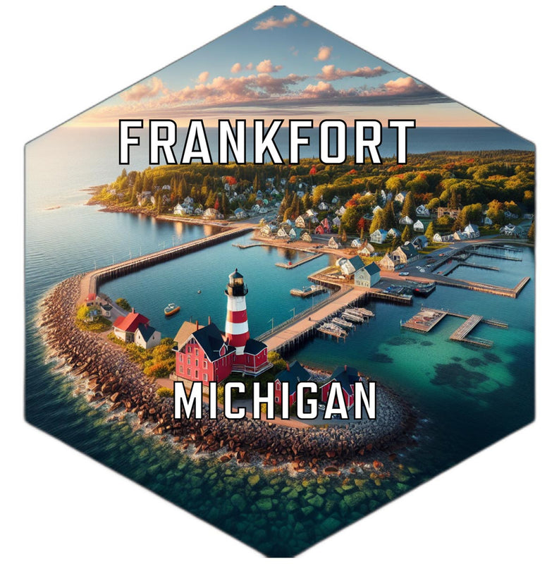 Frankfort Michigan Souvenir Travel Destination Die Cut Hexagon Fridge Magnet 2-Inch