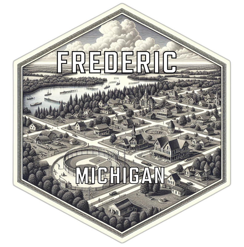 Frederic Michigan Souvenir Travel Destination Die Cut Hexagon Fridge Magnet 2-Inch