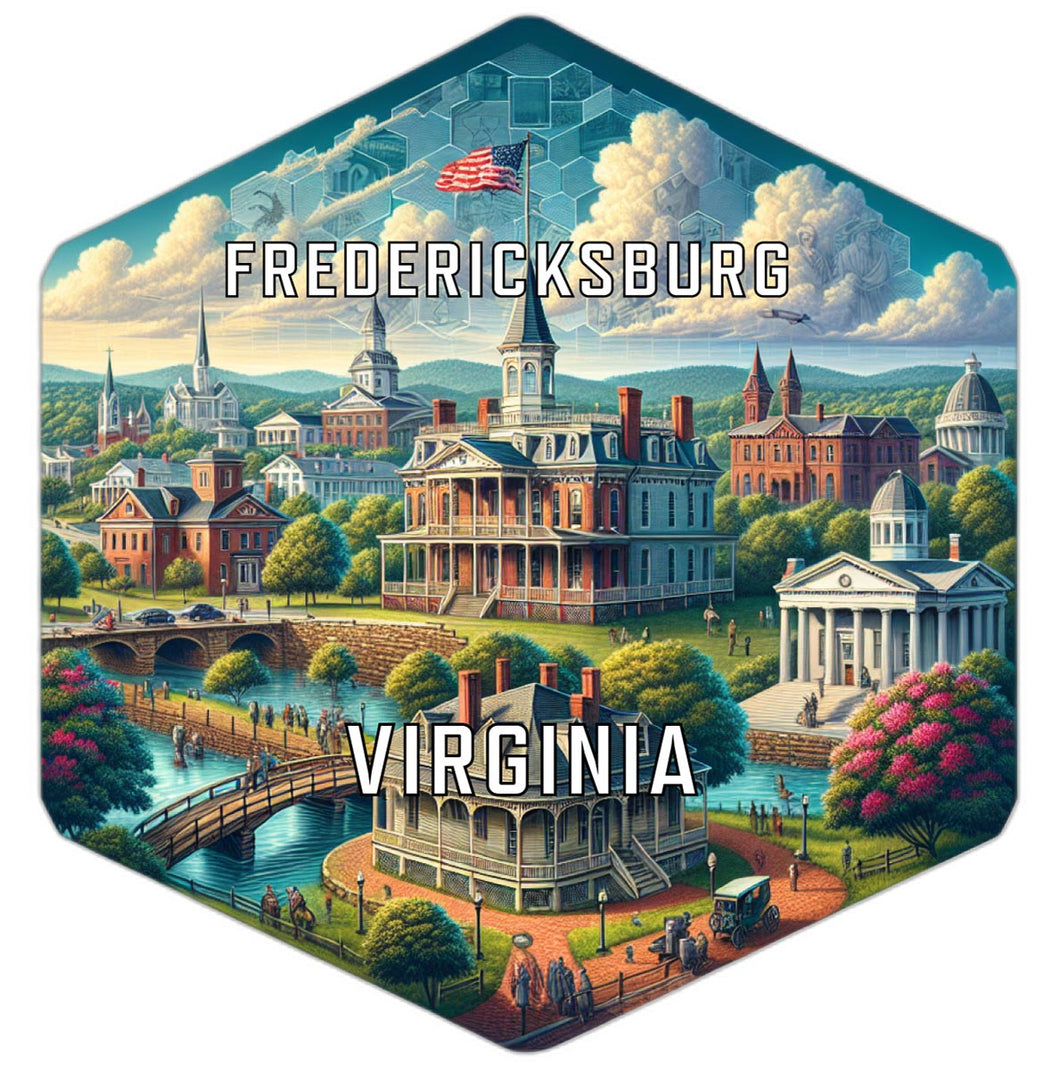 Fredericksburg Virginia Souvenir Travel Destination Die Cut Hexagon Fridge Magnet 2-Inch