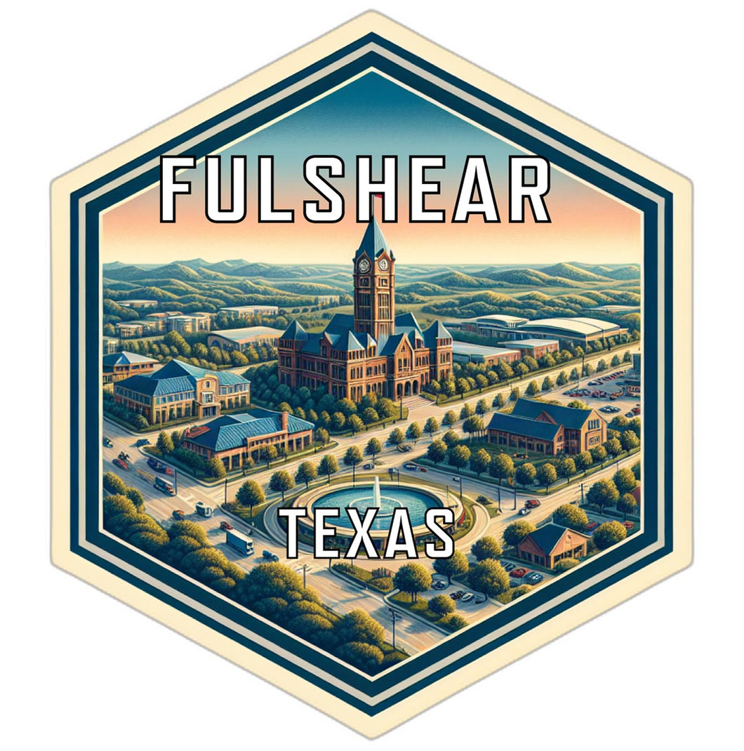 Fulshear Texas Souvenir Travel Destination Die Cut Hexagon Fridge Magnet 2-Inch