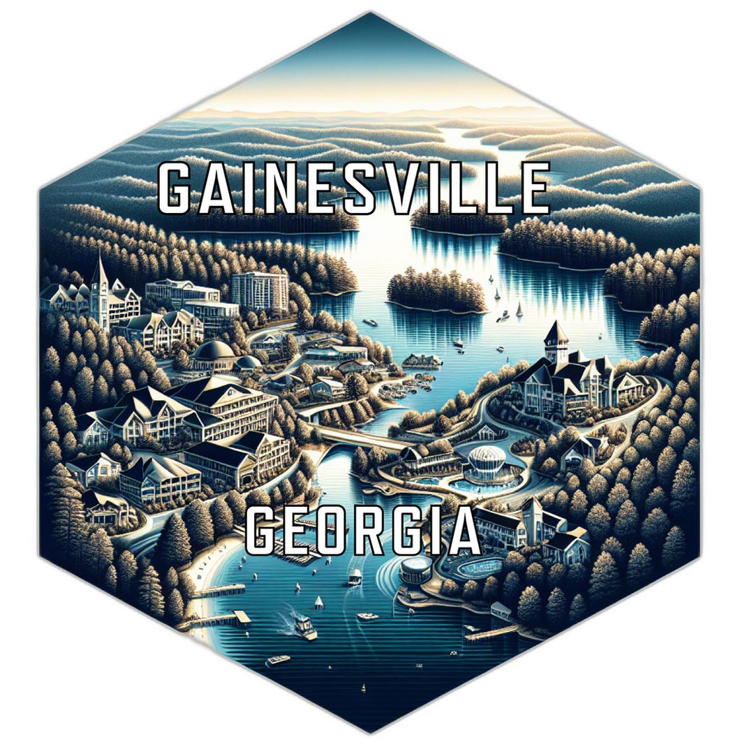 Gainesville Georgia Souvenir Travel Destination Die Cut Hexagon Fridge Magnet 2-Inch