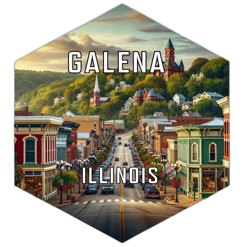 Galena Illinois Souvenir Travel Destination Die Cut Hexagon Fridge Magnet 2-Inch