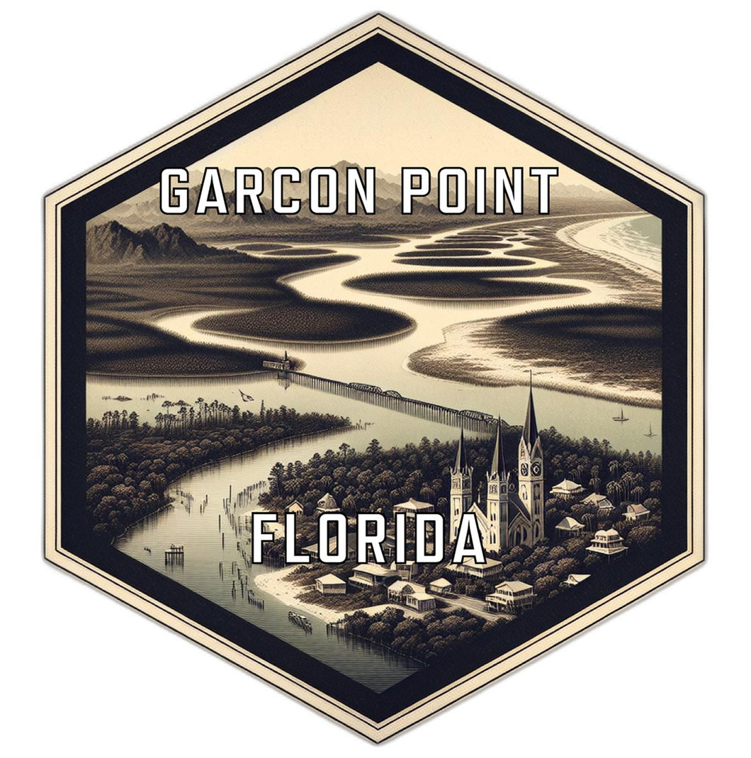 Garcon Point Florida Souvenir Travel Destination Die Cut Hexagon Fridge Magnet 2-Inch
