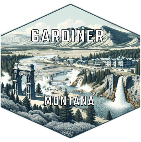 Gardiner Montana Souvenir Travel Destination Die Cut Hexagon Fridge Magnet 2-Inch