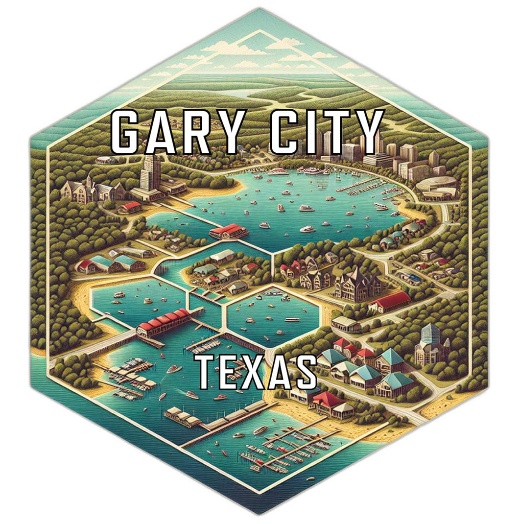 Gary City Texas Souvenir Travel Destination Die Cut Hexagon Fridge Magnet 2-Inch