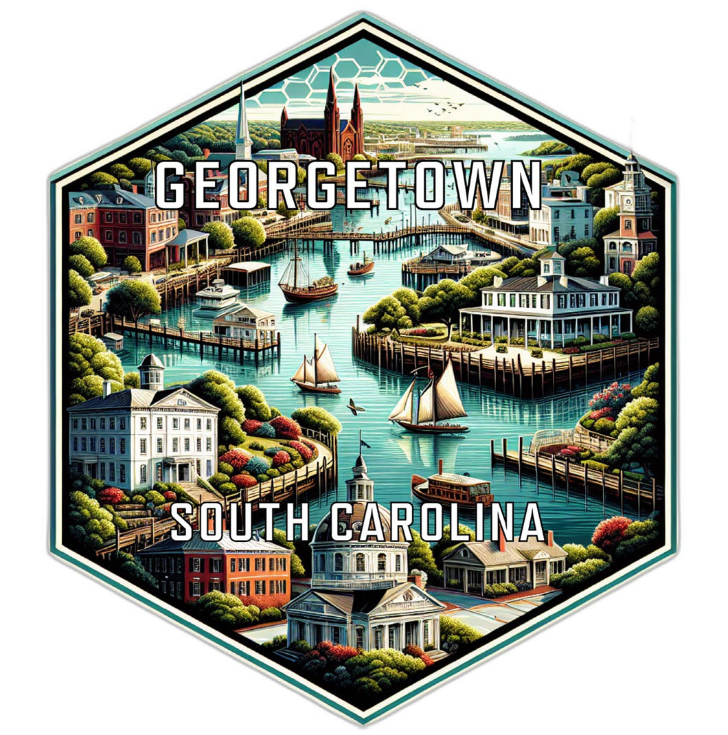 Georgetown South Carolina Souvenir Travel Destination Die Cut Hexagon Fridge Magnet 6-Inch