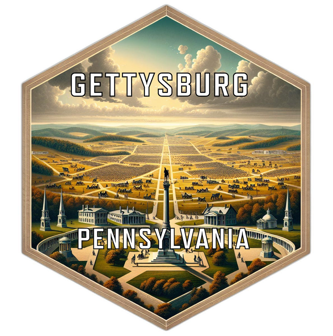Gettysburg Pennsylvania Souvenir Travel Destination Die Cut Hexagon Fridge Magnet 2-Inch