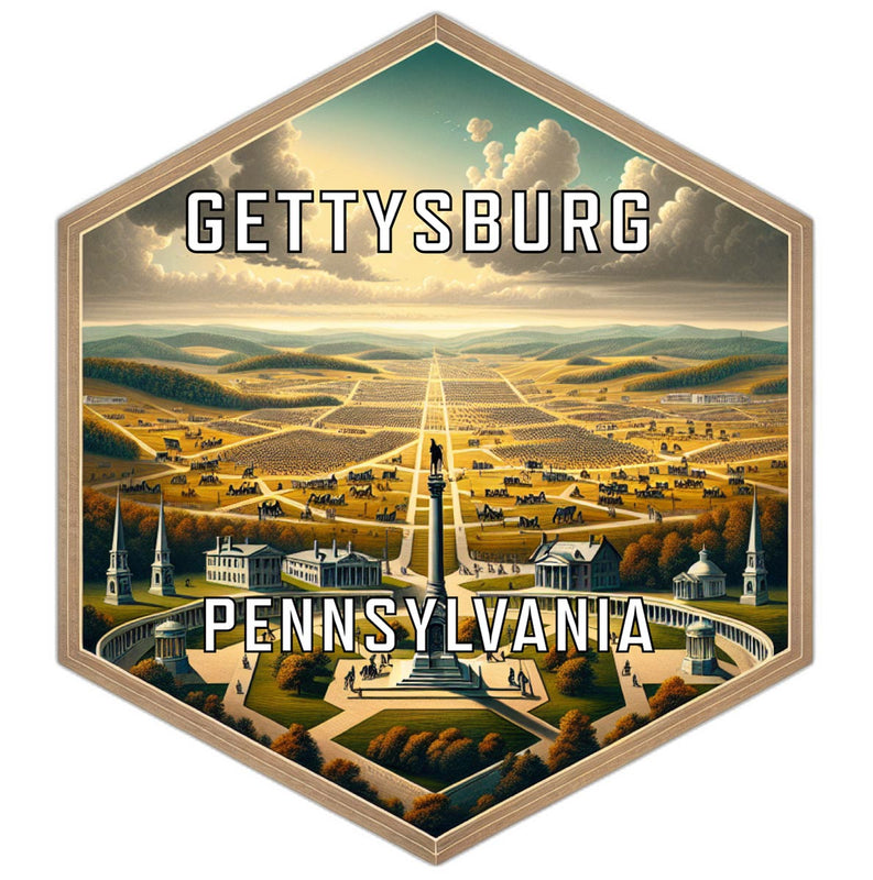 Gettysburg Pennsylvania Souvenir Travel Destination Die Cut Hexagon Fridge Magnet 2-Inch