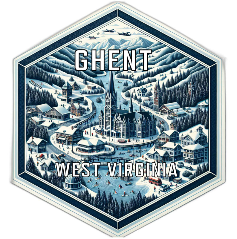 Ghent West Virginia Souvenir Travel Destination Die Cut Hexagon Fridge Magnet 2-Inch