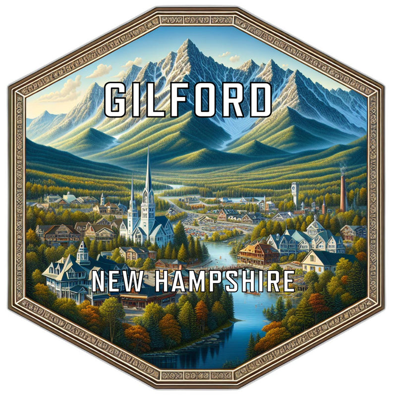 Gilford New Hampshire Souvenir Travel Destination Die Cut Hexagon Fridge Magnet 2-Inch