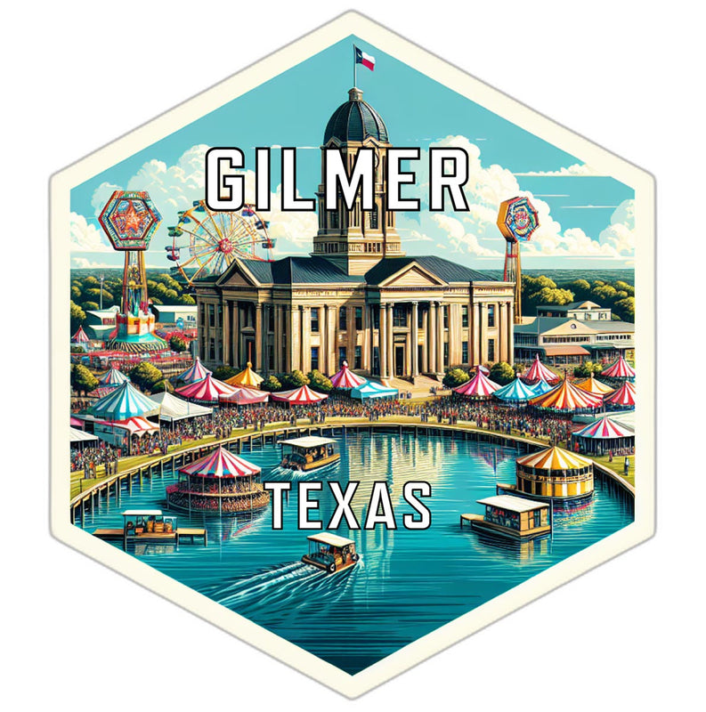 Gilmer Texas Souvenir Travel Destination Die Cut Hexagon Fridge Magnet 2-Inch