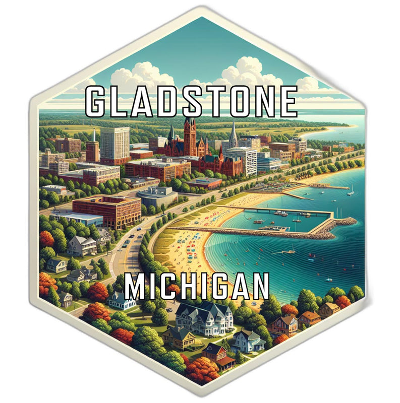 Gladstone Michigan Souvenir Travel Destination Die Cut Hexagon Fridge Magnet 2-Inch