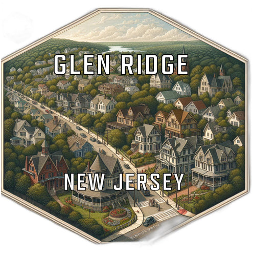 Glen Ridge New Jersey Souvenir Travel Destination Die Cut Hexagon Fridge Magnet 2-Inch