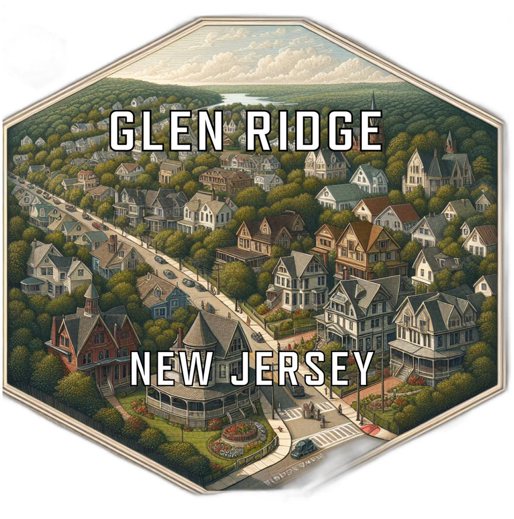 Glen Ridge New Jersey Souvenir Travel Destination Die Cut Hexagon Fridge Magnet 2-Inch