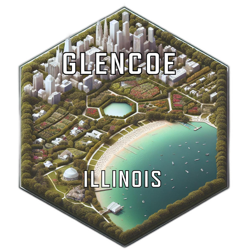 Glencoe Illinois Souvenir Travel Destination Die Cut Hexagon Fridge Magnet 6-Inch