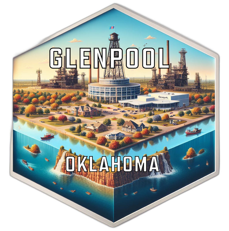 Glenpool Oklahoma Souvenir Travel Destination Die Cut Hexagon Fridge Magnet 2-Inch