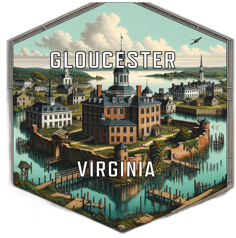 Gloucester Virginia Souvenir Travel Destination Die Cut Hexagon Fridge Magnet 2-Inch