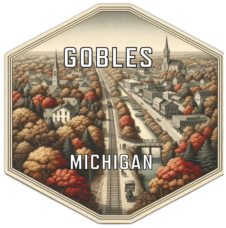 Gobles Michigan Souvenir Travel Destination Die Cut Hexagon Fridge Magnet 2-Inch