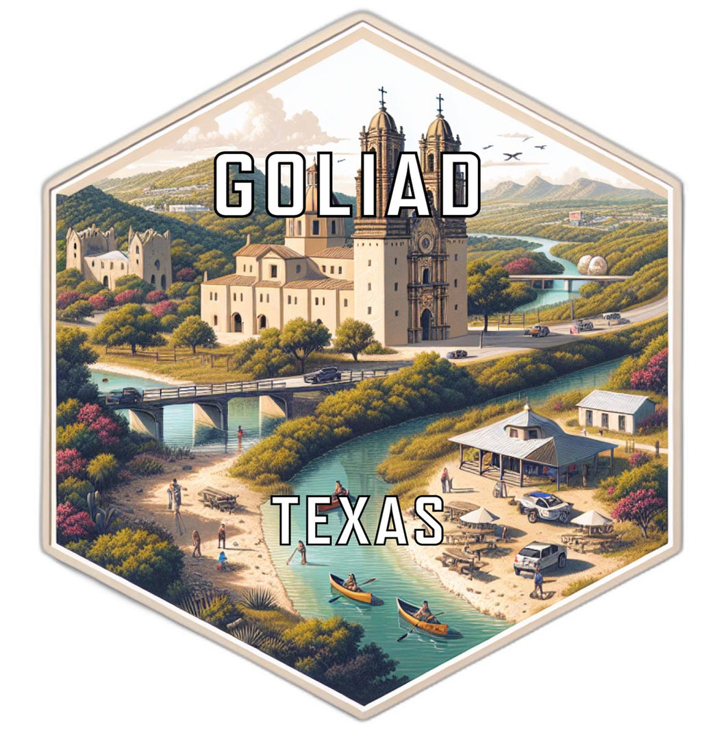 Goliad Texas Souvenir Travel Destination Die Cut Hexagon Fridge Magnet 2-Inch